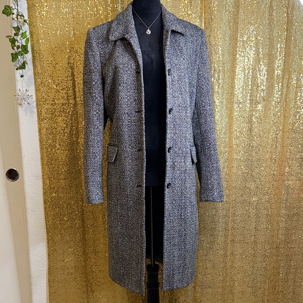 Apostrophe Wool blend mid length tweed coat 65% wool 20%nylon 15% rayon
